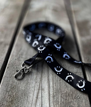 Black PERSPECTIVE Perma-Grin Logo Lanyard Keychain Attached