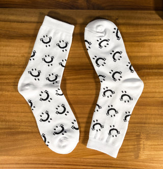 White Unisex PERSPECTIVE Jacquard Zen Socks Flipped