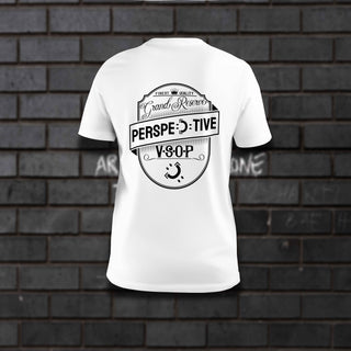 White Unisex PERSPECTIVE V.S.O.P. T-Shirt Back View